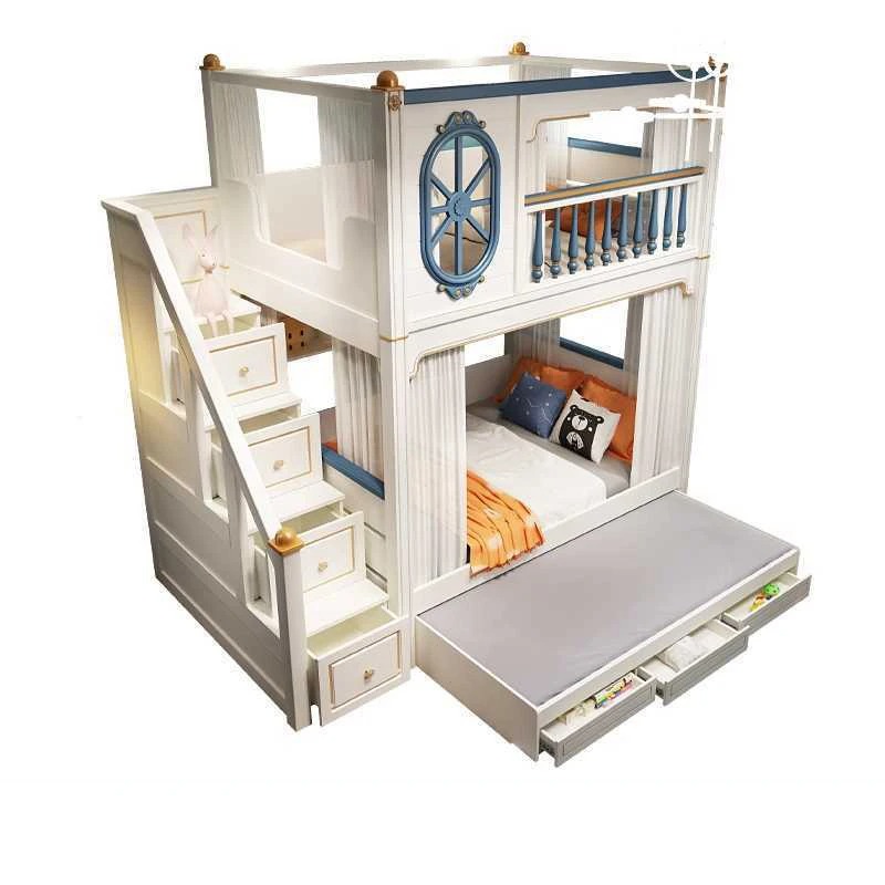 Bunk Bed With Stairs And Slide - 高級子供部屋用家具、スライドと階段付き二段ベッド
