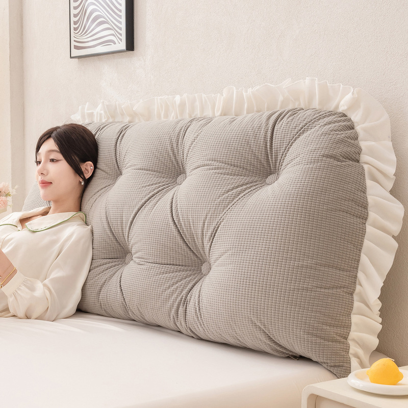 Headboard Cushion Backrest Tatami - フリル付きヘッドボード枕ランバーサポートバッククッション寮のベッドソファ畳パッド入り腰当て女性用読書用携帯電話使用用