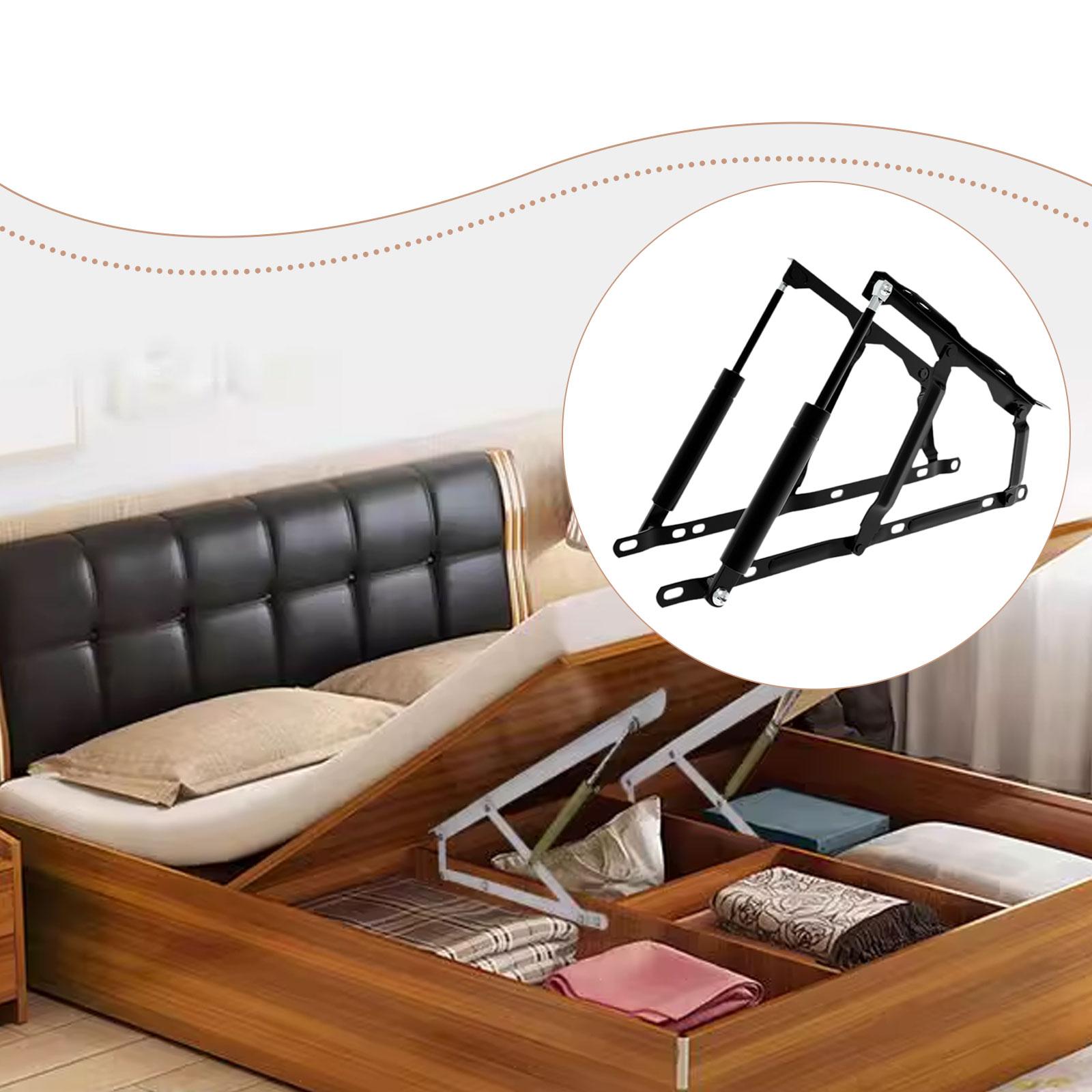 Gas Lift Storage Bed Hydraulic - 2ピースベッドリフト機構油圧ガススプリングベッド収納リフトキット、鉄製ブラック収納ベッド用キャビネット用ヒンジ