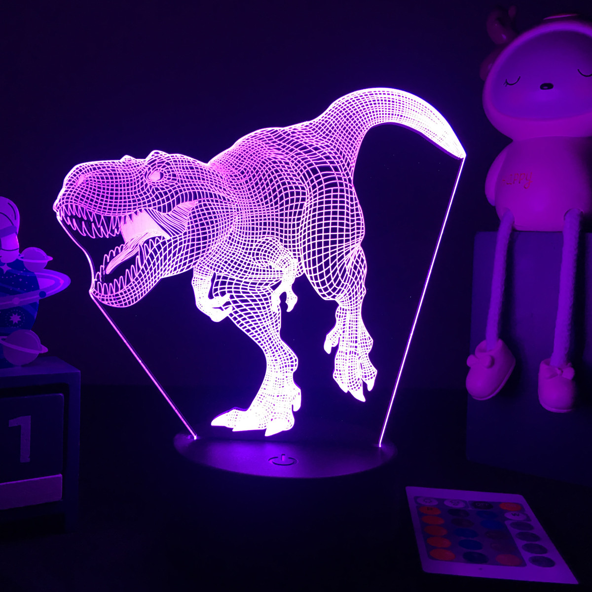 Floating Nightstand With Led Light - 3D LED恐竜の常夜灯,装飾ライト,ベッドサイドテーブル,恐竜の置物,部屋の装飾,誕生日プレゼント