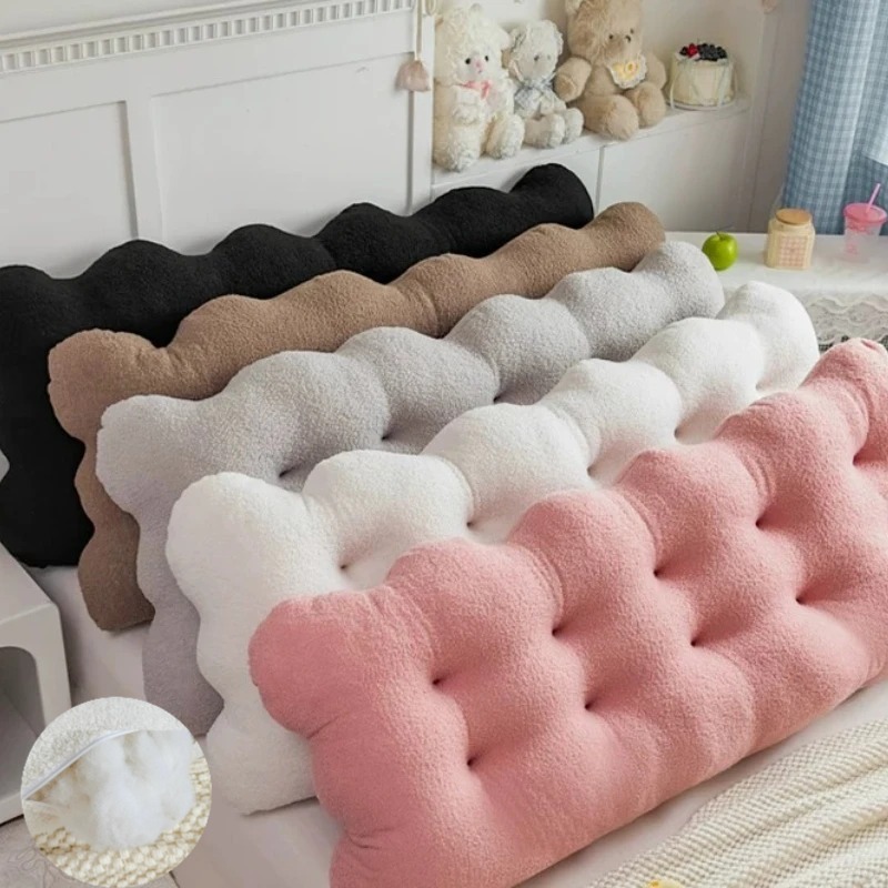 Headboard Cushion Backrest Tatami - 90x50x15cm テディフリース製ヘッドボードクッション クラウド型ベッド背もたれクッション ベッドサイド枕 読書用畳 ドームベッド