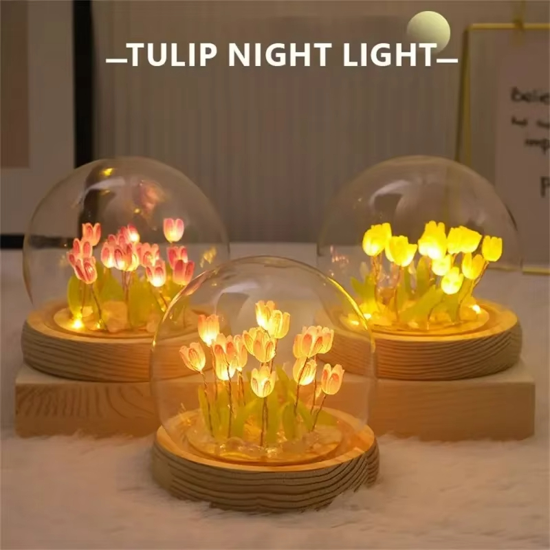 Floating Nightstand With Led Light - LED DIY 手作りミニチューリップナイトライト材料かわいい家の装飾誕生日プレゼント女の子家族友人子供クリスマス飾り