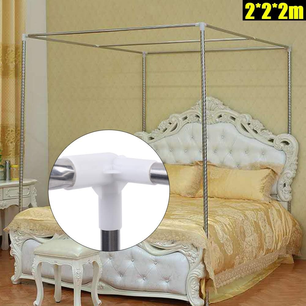 Canopy Bed Frame Metal Queen - ステンレス製キャノピーベッドフレームポストメタルベッド四隅ベッド蚊帳ブラケット、ツイン、クイーン、キングサイズ（2×2×2m）に適合