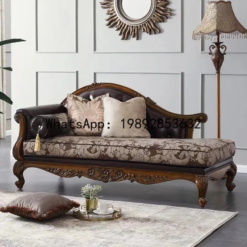 Chairs - H5.15 全木製ソファ レザーアートソファ 3人掛け彫刻入りリビングルームファブリックソファ レジャーチェア
