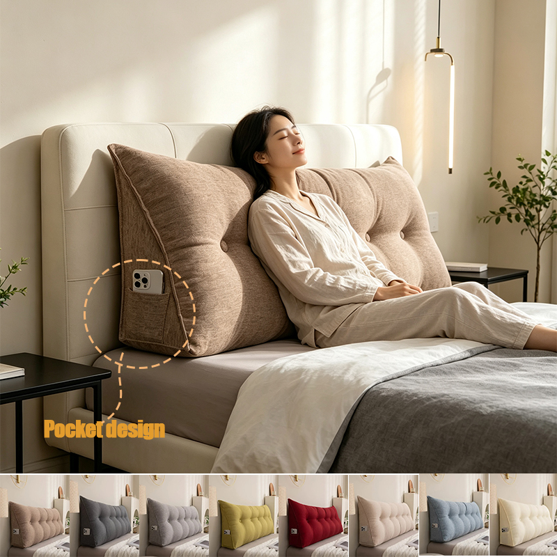 Headboard Cushion Backrest Tatami - 大型ヘッドボードクッション 畳背もたれ 三角サポートボルスター 腰椎保護枕 ベッド ソファ