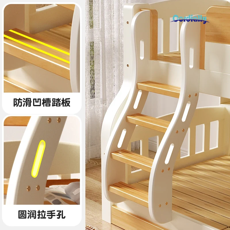 階段付きのロフトベッド、キングサイズ、引き出し収納付き、二段 - King Size Bed Frame With Storage Drawers のレビューと価格