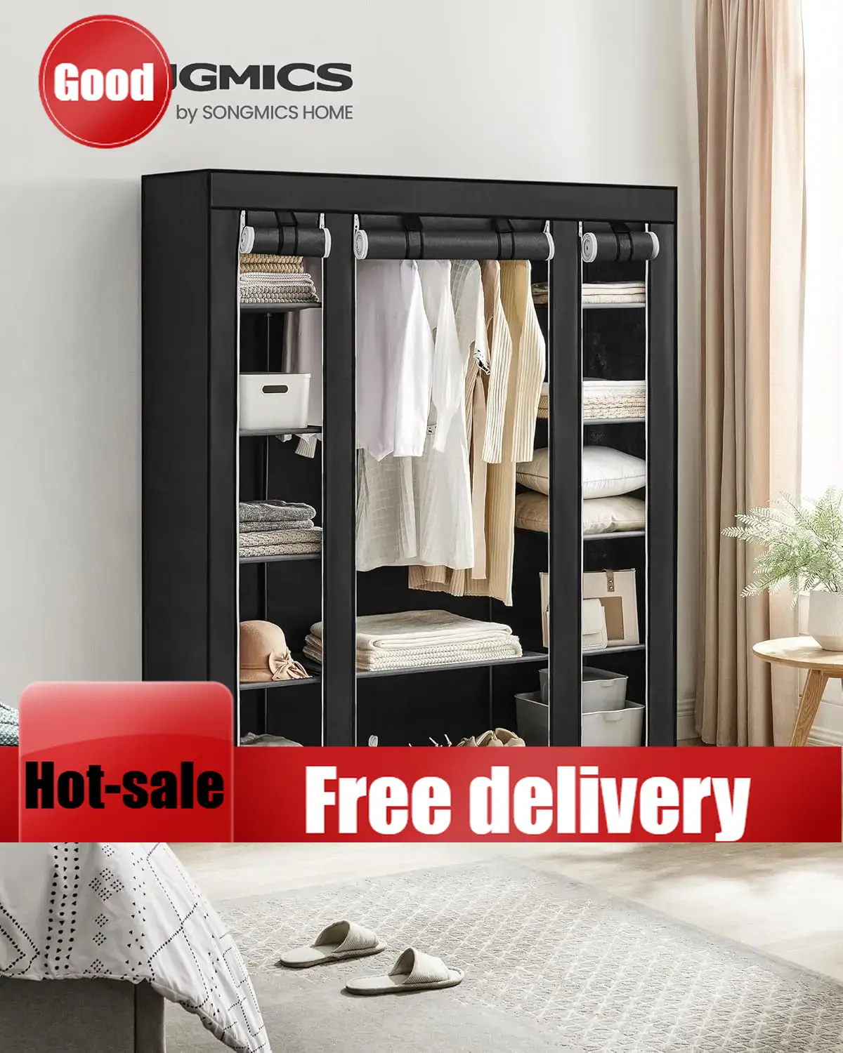 Cheng-Closet ワードローブ、寝室用ポータブルクロ - Wardrobe Closet Portable Fabric Cover のレビューと価格