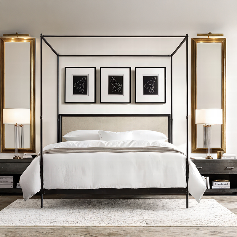 xx-フレンチスタイルのモダンなクイーンサイズの金属製ベッド - Canopy Bed Frame Metal Queen のレビューと価格