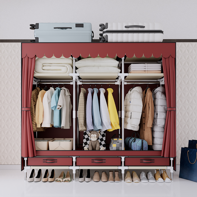 ポータブルワードローブ、洋服クローゼット、スチールフレーム、 - Wardrobe Closet Portable Fabric Cover のレビューと価格