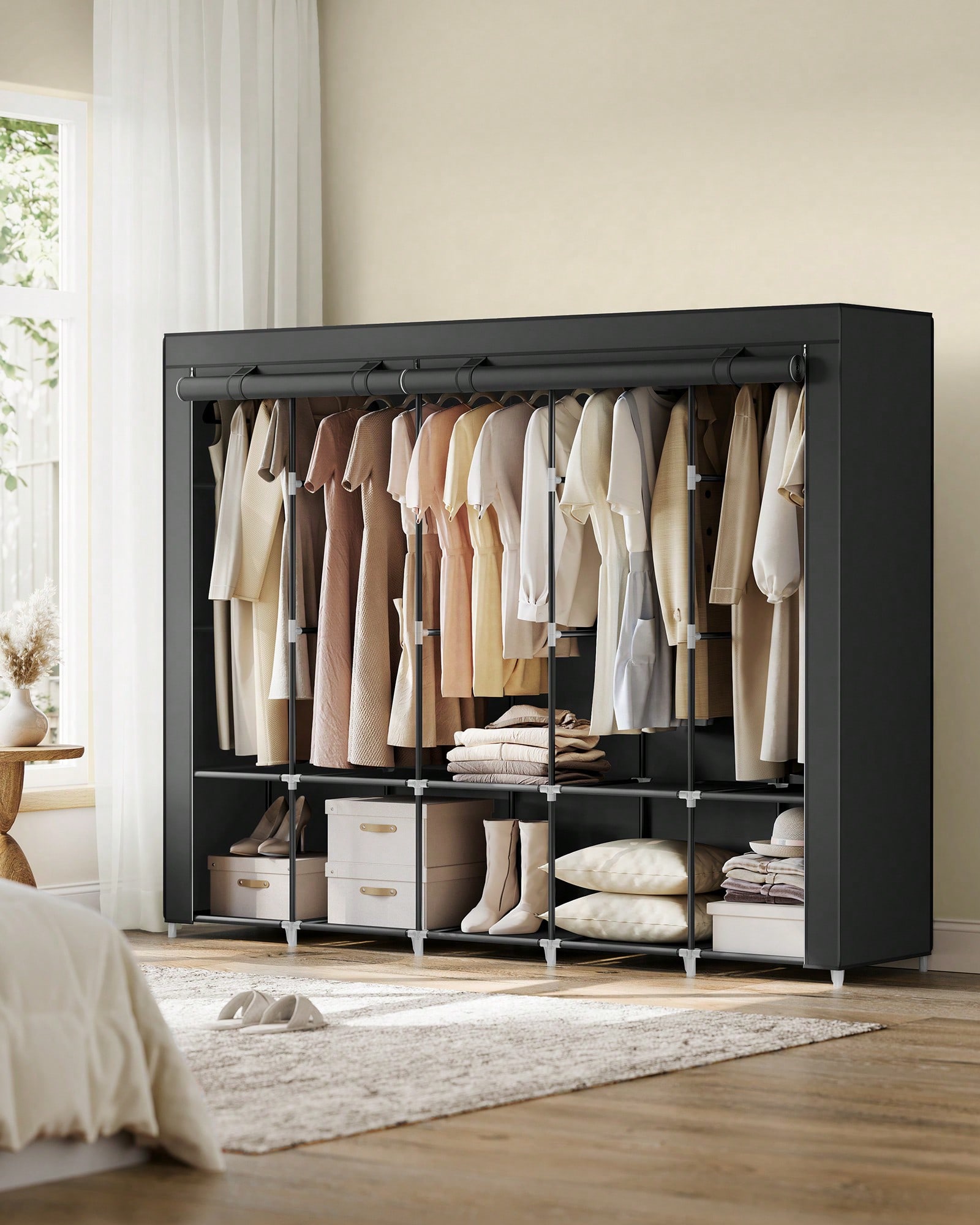 83インチの特大ポータブルクローゼットワードローブ、モダンな - Wardrobe Closet Portable Fabric Cover のレビューと価格