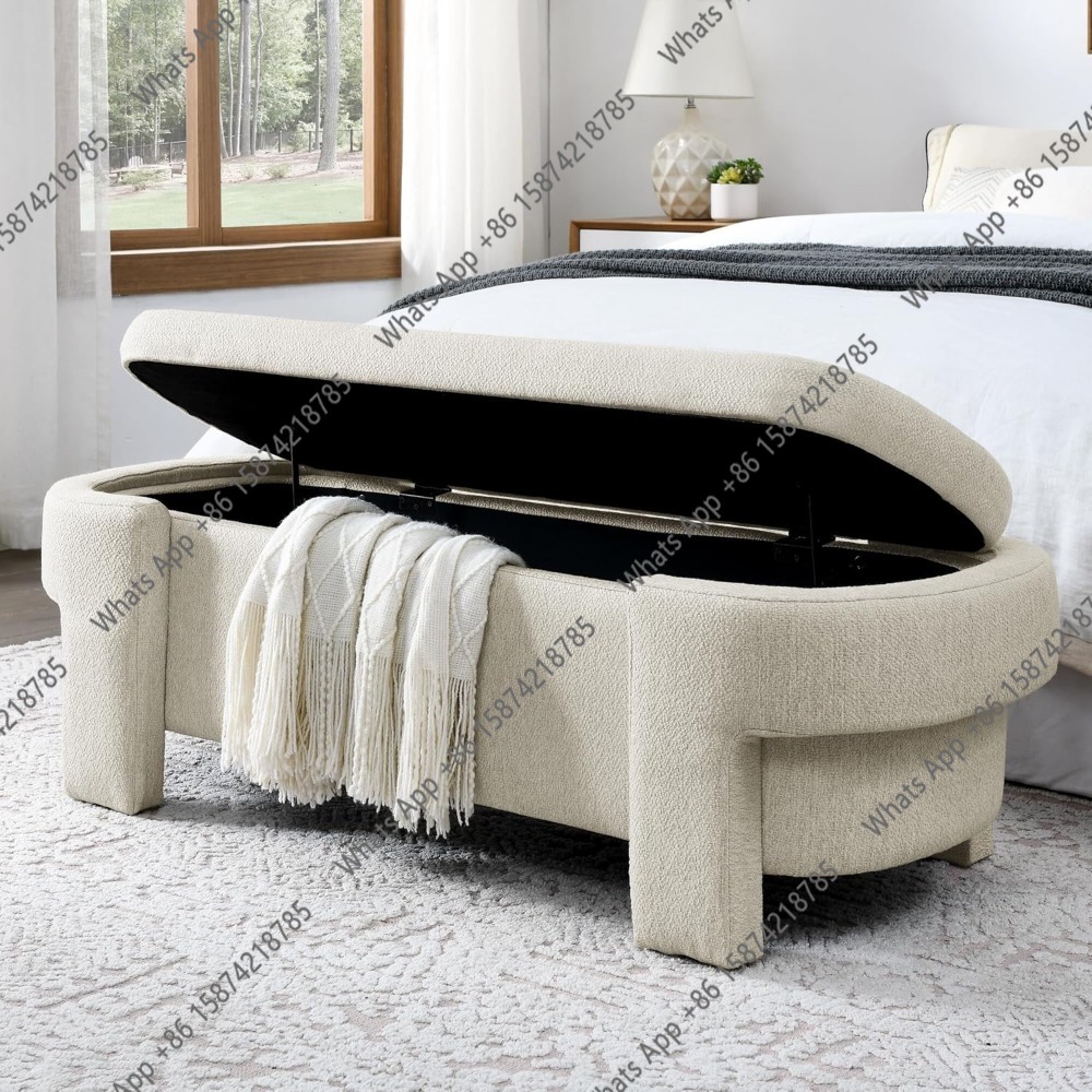安全ヒンジと隠し収納付き特大51.5インチ（131cm）楕円 - Bedroom Furniture のレビューと価格