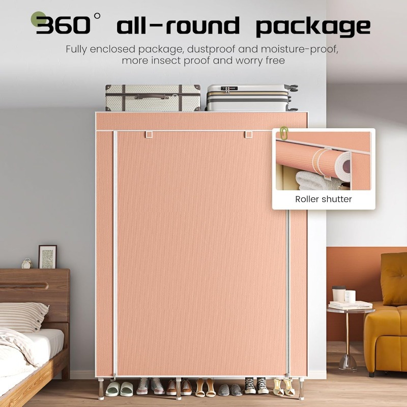 ポータブルワードローブ、自立型クローゼットハンギングオーガナ - Wardrobe Closet Portable Fabric Cover のレビューと価格