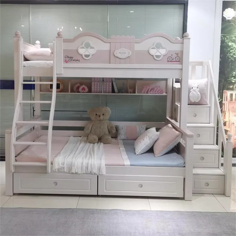 モダンな豪華プリンセス子供用二段ベッド、スライドと階段付き、 - Bunk Bed With Stairs And Slide のレビューと価格
