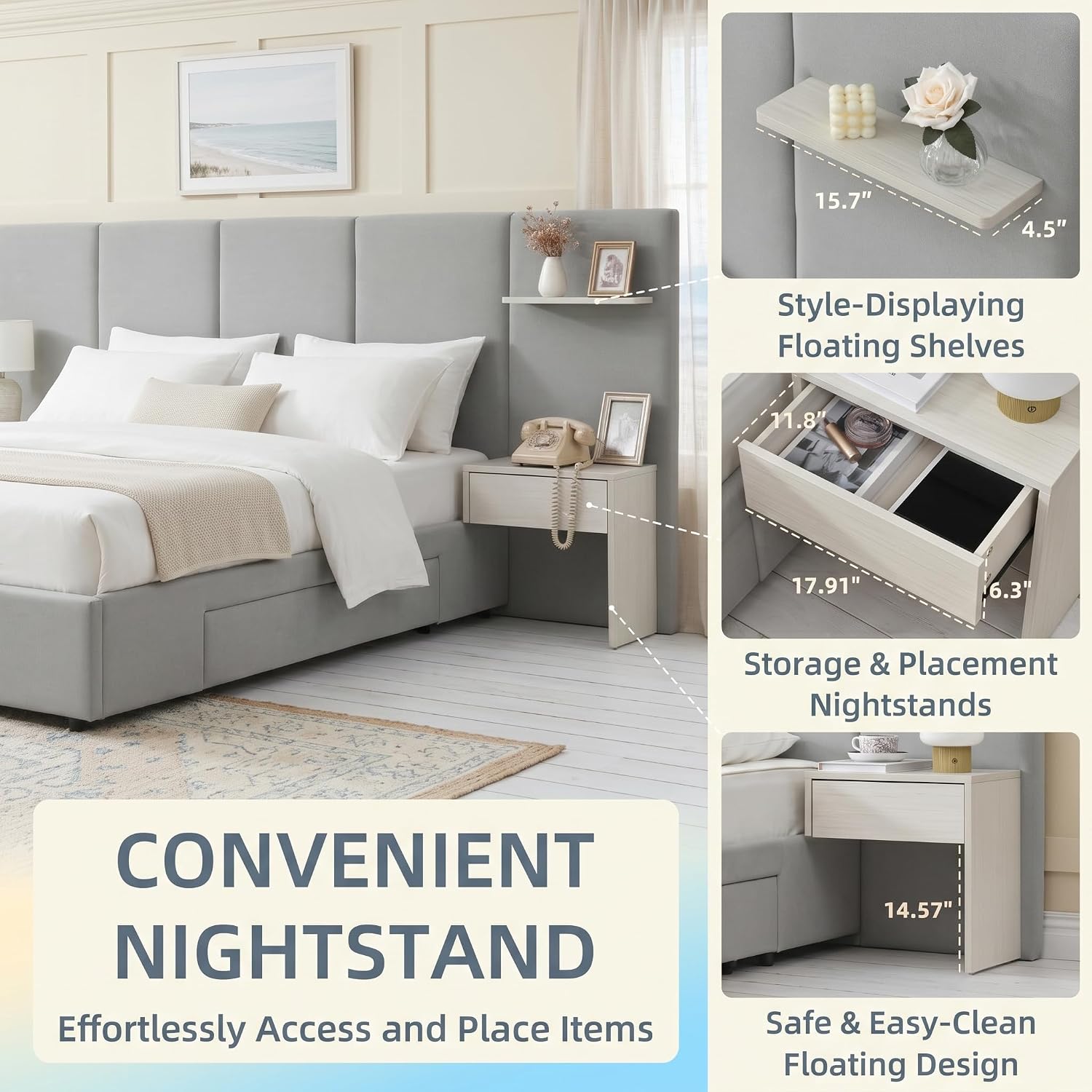 キングサイズベッドフレーム、収納付き、内蔵ナイトスタンドと引 - King Size Bed Frame With Storage Drawers のレビューと価格