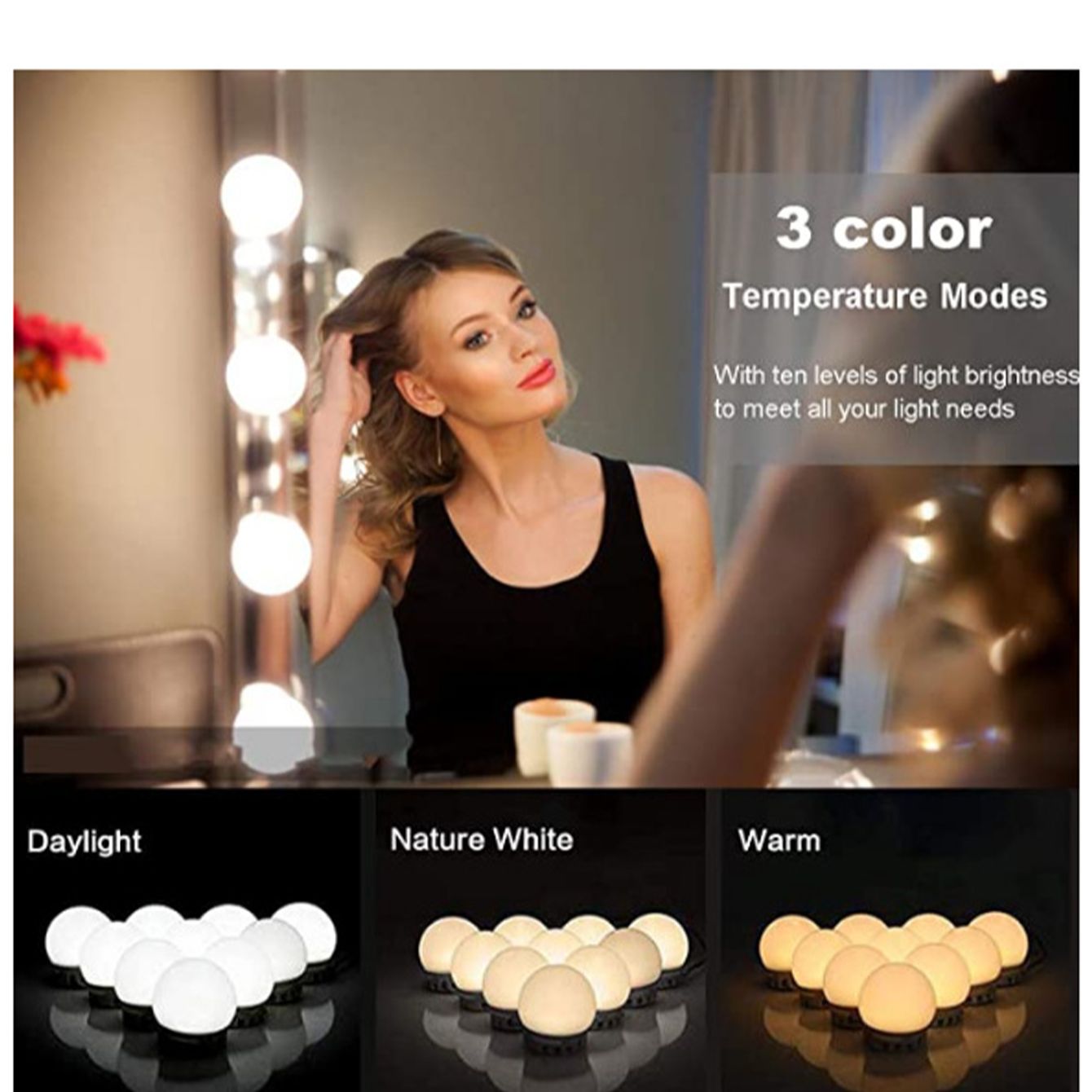 LED 化粧鏡電球 USB 充電バニティ化粧鏡ライト浴室ドレ - Dressing Table Vanity With Lighted Mirror のレビューと価格