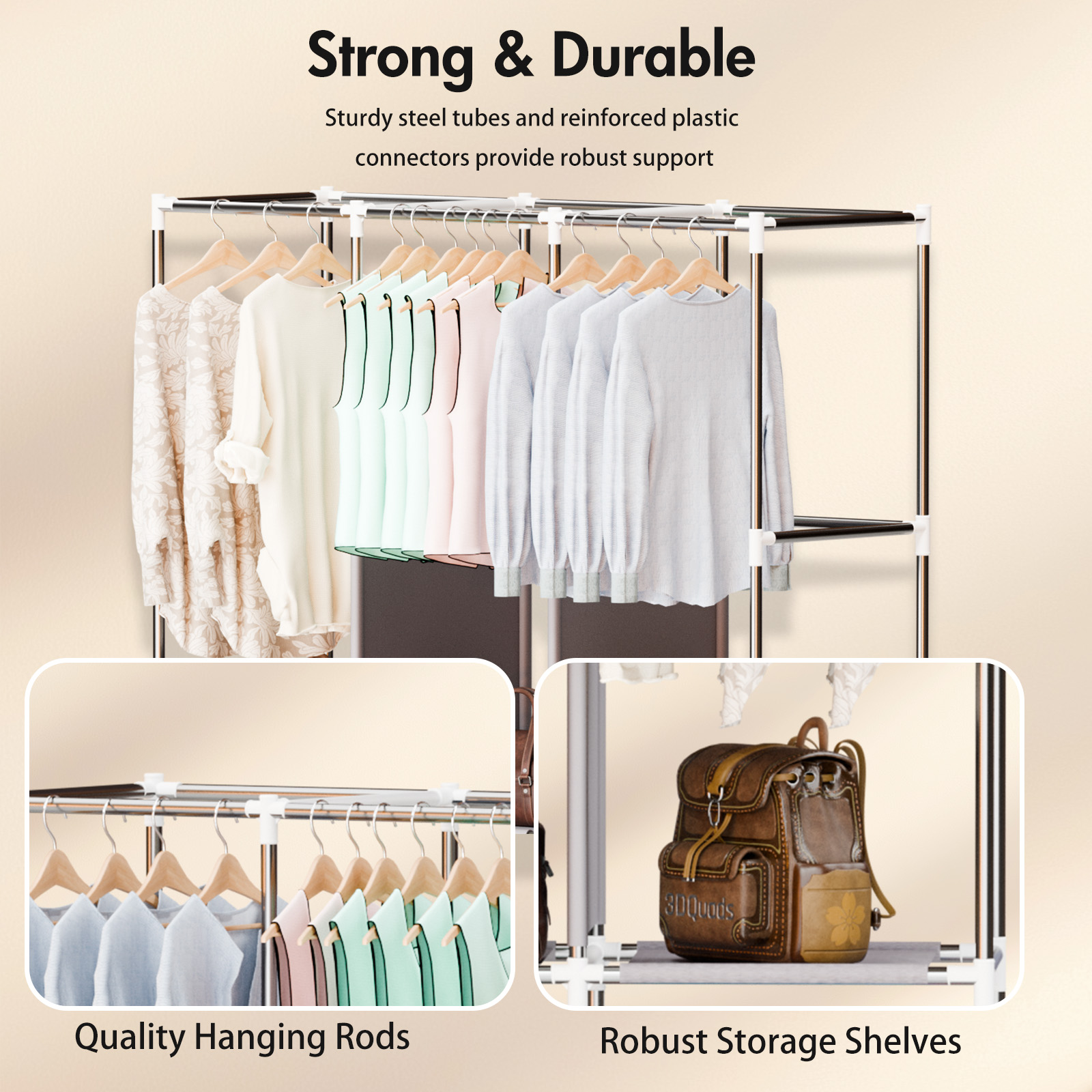51インチ ポータブルクローゼットワードローブ 16mm厚パ - Wardrobe Closet Portable Fabric Cover のレビューと価格