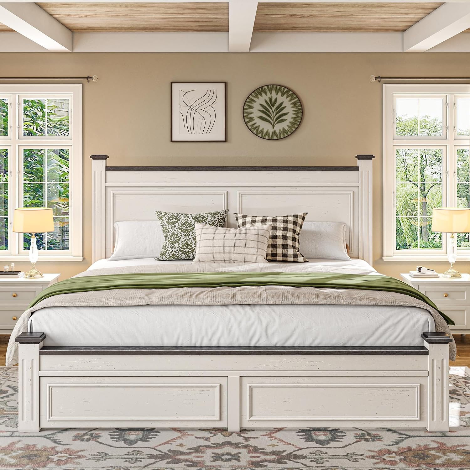 キングサイズベッドフレーム、高さ51インチのヘッドボードと2 - King Size Bed Frame With Storage Drawers のレビューと価格