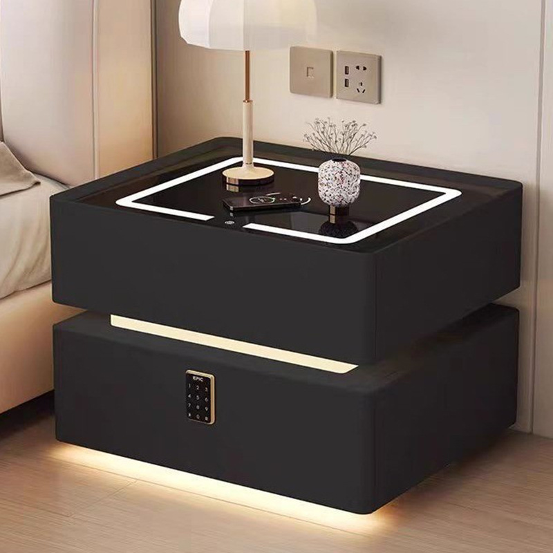 木製ベッドサイドテーブル,モダンスタイル,ワイヤレス充電,2 - Solid Wood Nightstand 2 Drawers のレビューと価格