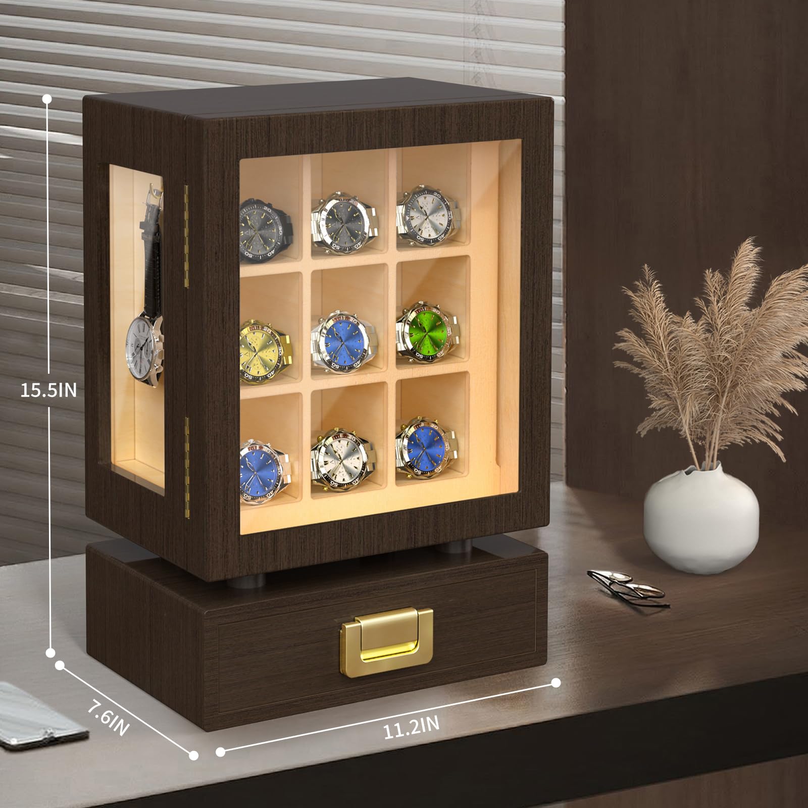 カスタム長方形木製腕時計収納ボックス、無垢ウォールナット製デ - Storage のレビューと価格