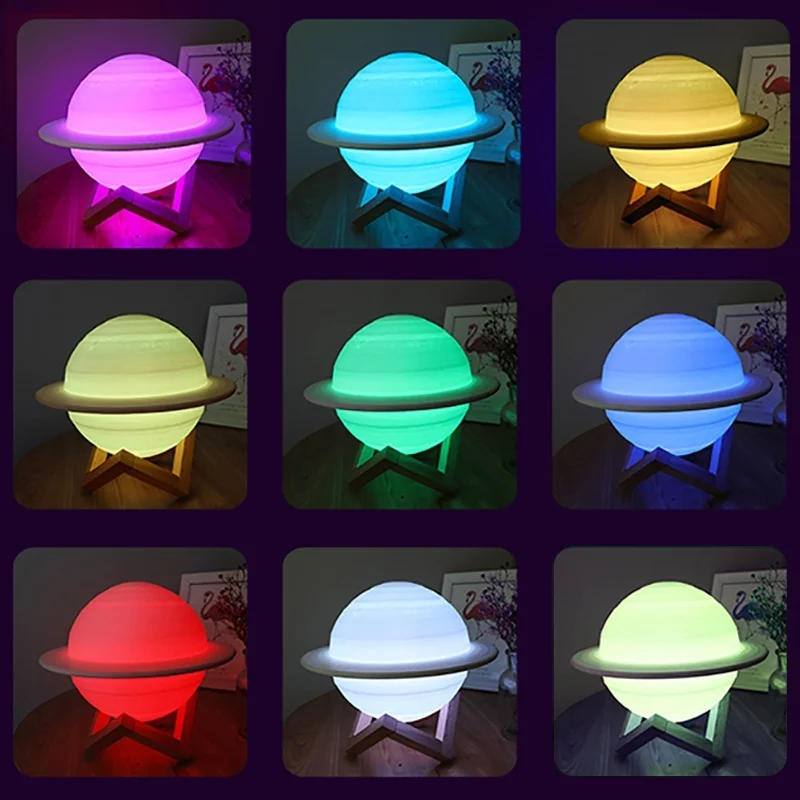 Ledナイトライト3Dプリント土星ランプ16色3Dライトリモ - Floating Nightstand With Led Light のレビューと価格