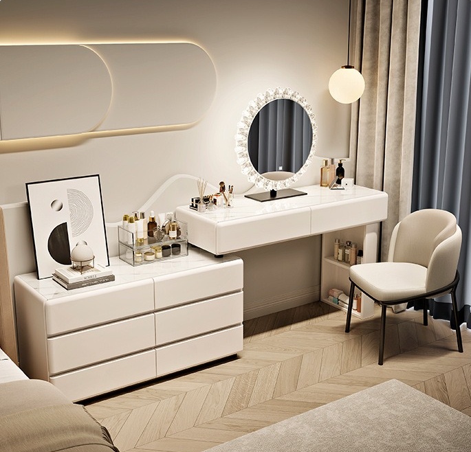 #   ホワイトウッドモダンヨーロピアンライトミラー付きドレ - Dressing Table Vanity With Lighted Mirror のレビューと価格