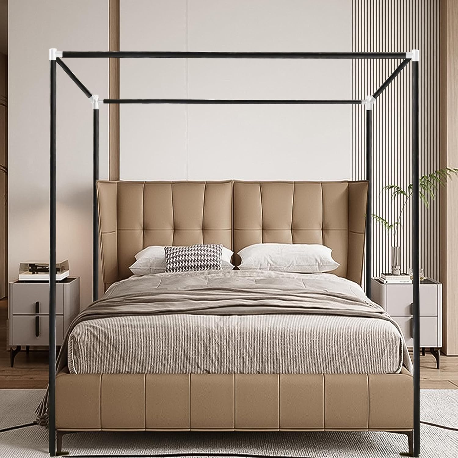 ステンレス製キャノピーベッドフレーム クイーンサイズ、ポスト - Canopy Bed Frame Metal Queen のレビューと価格