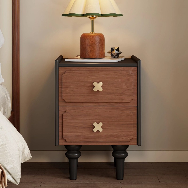 家庭用家具 無垢材 ブラック ナイトスタンド リビングルーム - Solid Wood Nightstand 2 Drawers のレビューと価格