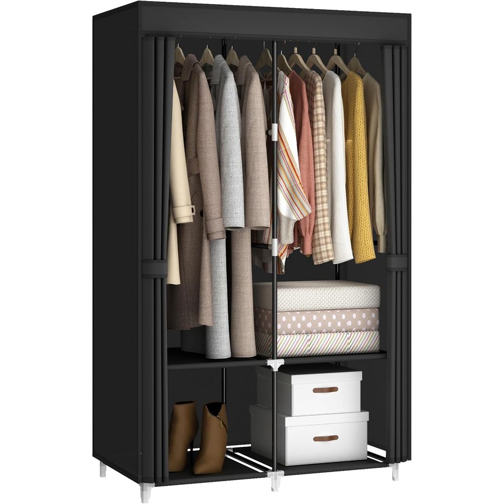 小さな部屋用のポータブルクローゼットワードローブ、吊り下げロ - Wardrobe Closet Portable Fabric Cover のレビューと価格