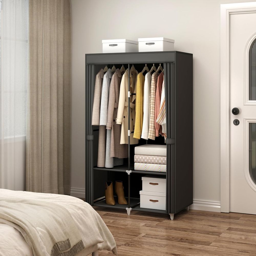 小さな部屋用のポータブルクローゼットワードローブ、吊り下げロ - Wardrobe Closet Portable Fabric Cover のレビューと価格