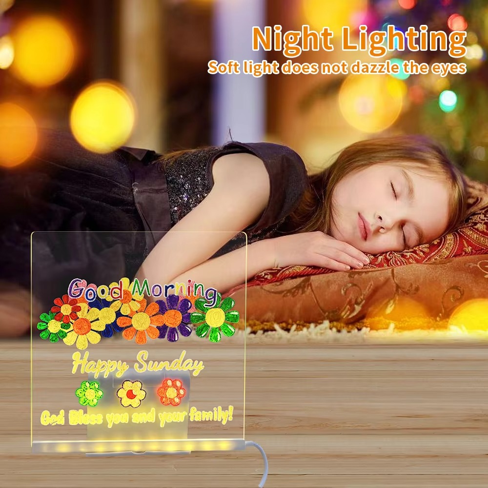 LED メモボード DIY アクリルメッセージボード子供用描 - Floating Nightstand With Led Light のレビューと価格