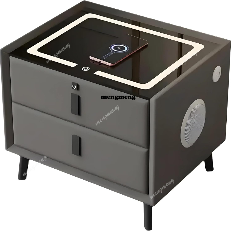 無垢材スマートナイトスタンド ワイヤレス充電機能付き 指紋ロ - Solid Wood Nightstand 2 Drawers のレビューと価格