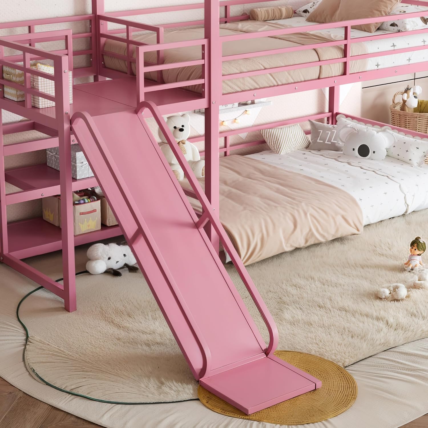 スライド付き二段ベッド、収納付き階段、頑丈なハウス型金属製ベ - Bunk Bed With Stairs And Slide のレビューと価格