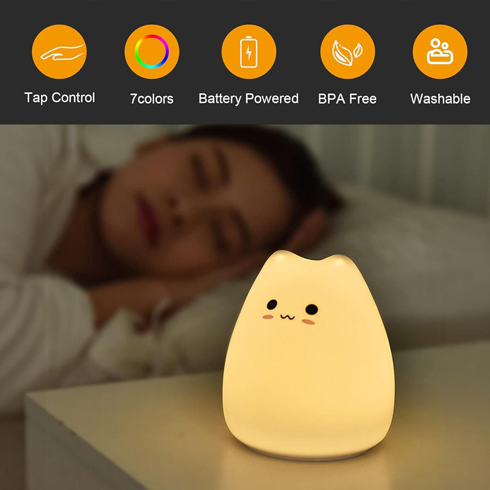 かわいい猫型ナイトライト RGBカラーチェンジ式 子供部屋用 - Floating Nightstand With Led Light のレビューと価格
