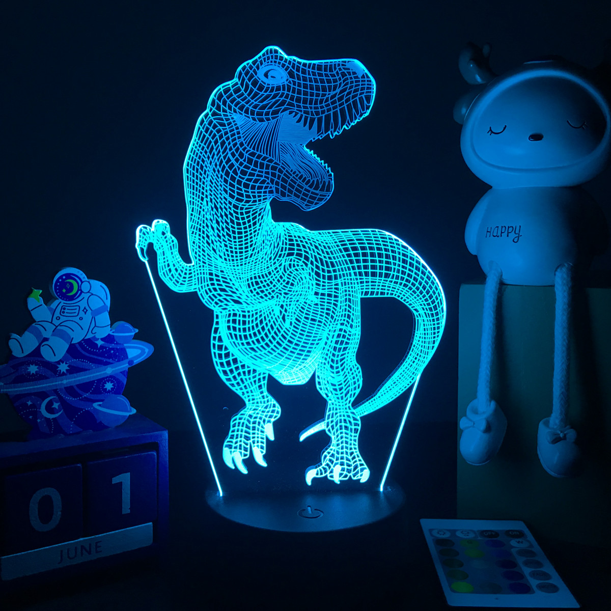 3D LED恐竜の常夜灯,装飾ライト,ベッドサイドテーブル, - Floating Nightstand With Led Light のレビューと価格