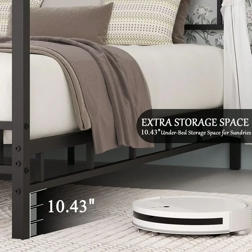 金属製キャノピーベッドフレーム、金属製スラットサポート付きク - Canopy Bed Frame Metal Queen のレビューと価格