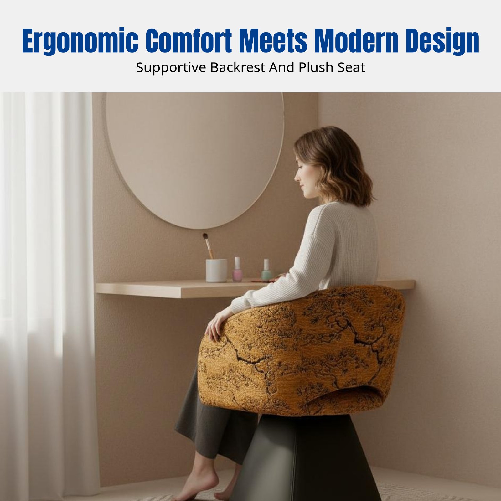 イタリアのミニマリストベッドルームバニティチェア、回転式メイ - Bedroom Furniture のレビューと価格