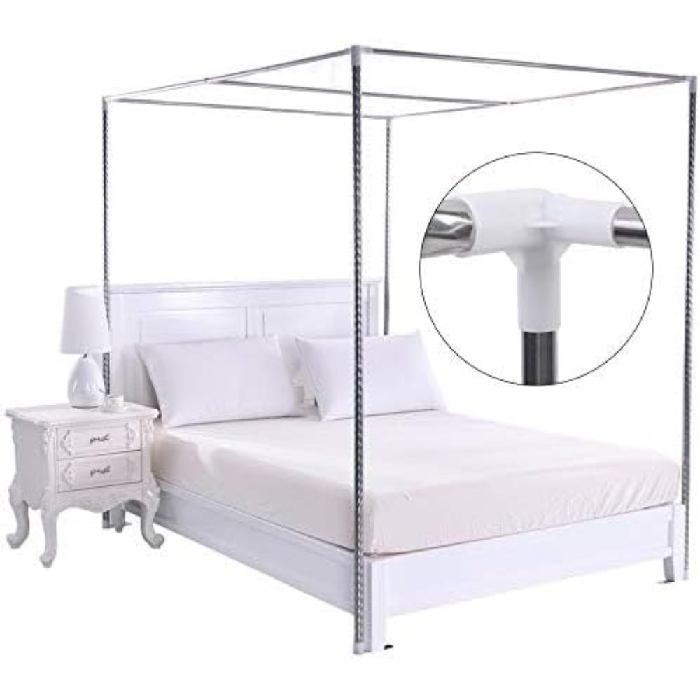 ステンレス製キャノピーベッドフレームポストメタルベッド四隅ベ - Canopy Bed Frame Metal Queen のレビューと価格