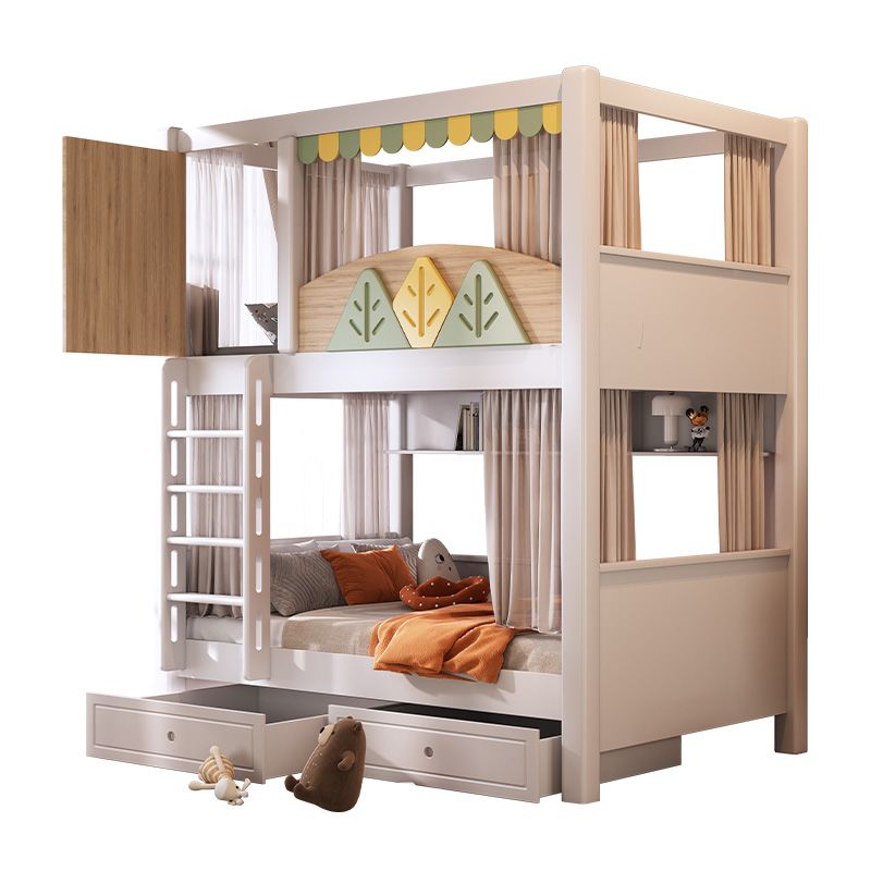 モダンな自然テーマの子供用二段ベッド、スライドと収納階段、引 - Bunk Bed With Stairs And Slide のレビューと価格
