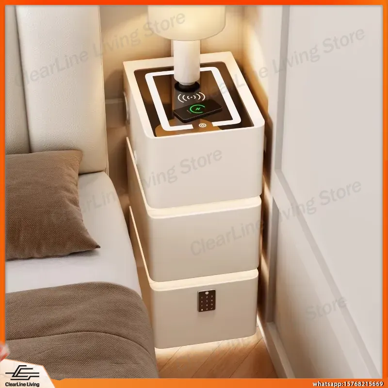 超薄型フローティングナイトスタンド3段式無垢材ベッドサイドテ - Floating Nightstand With Led Light のレビューと価格